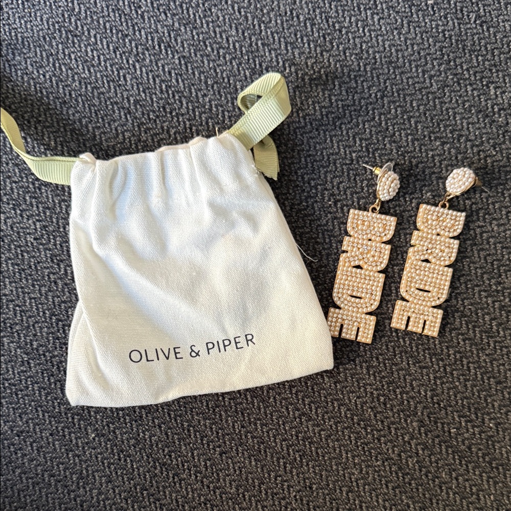 Olive & Piper Gold 'Bride' Statement Earrings